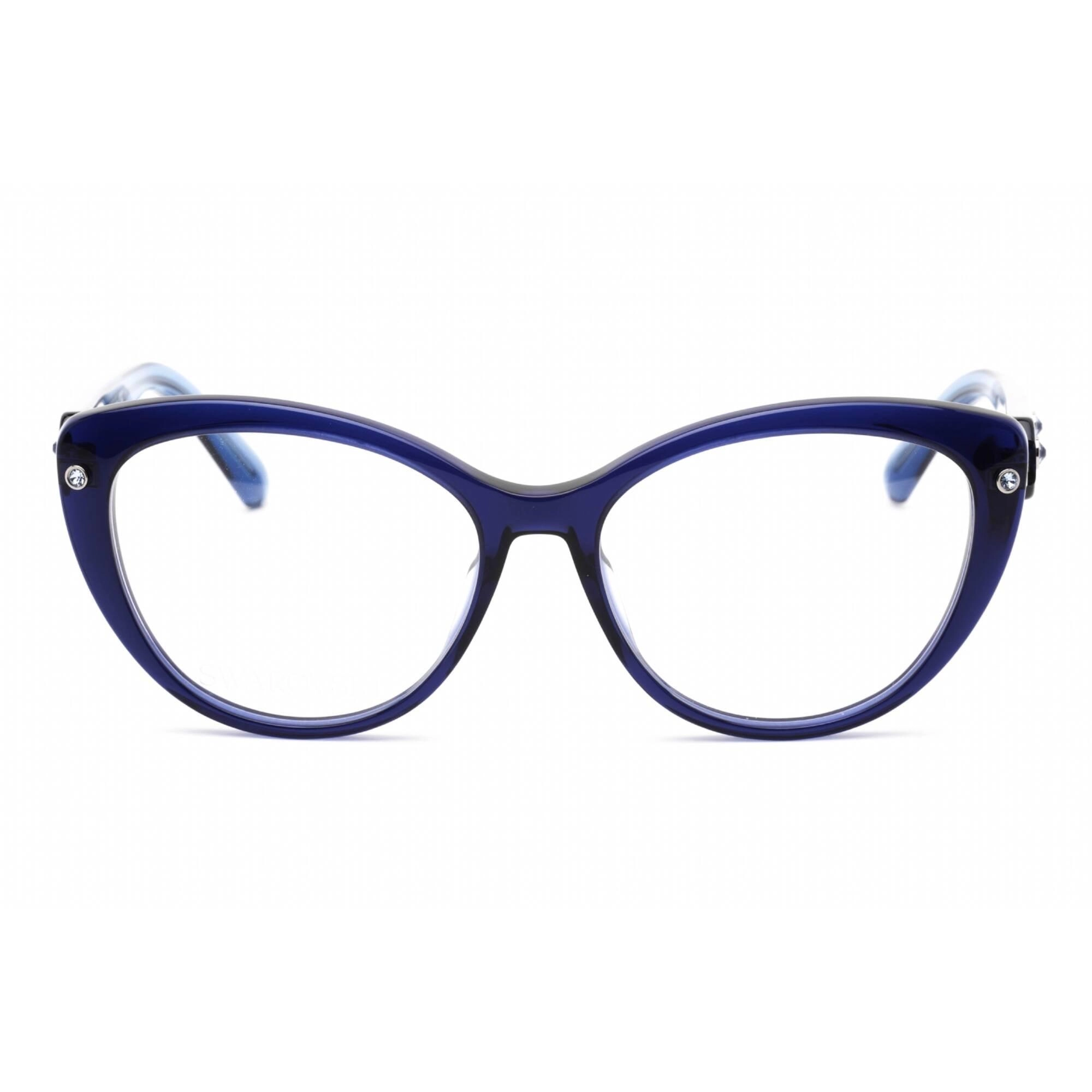 Swarovski Men's Eyeglasses - Full Rim Shiny Blue Plastic Cat Eye Frame | SK5477 090