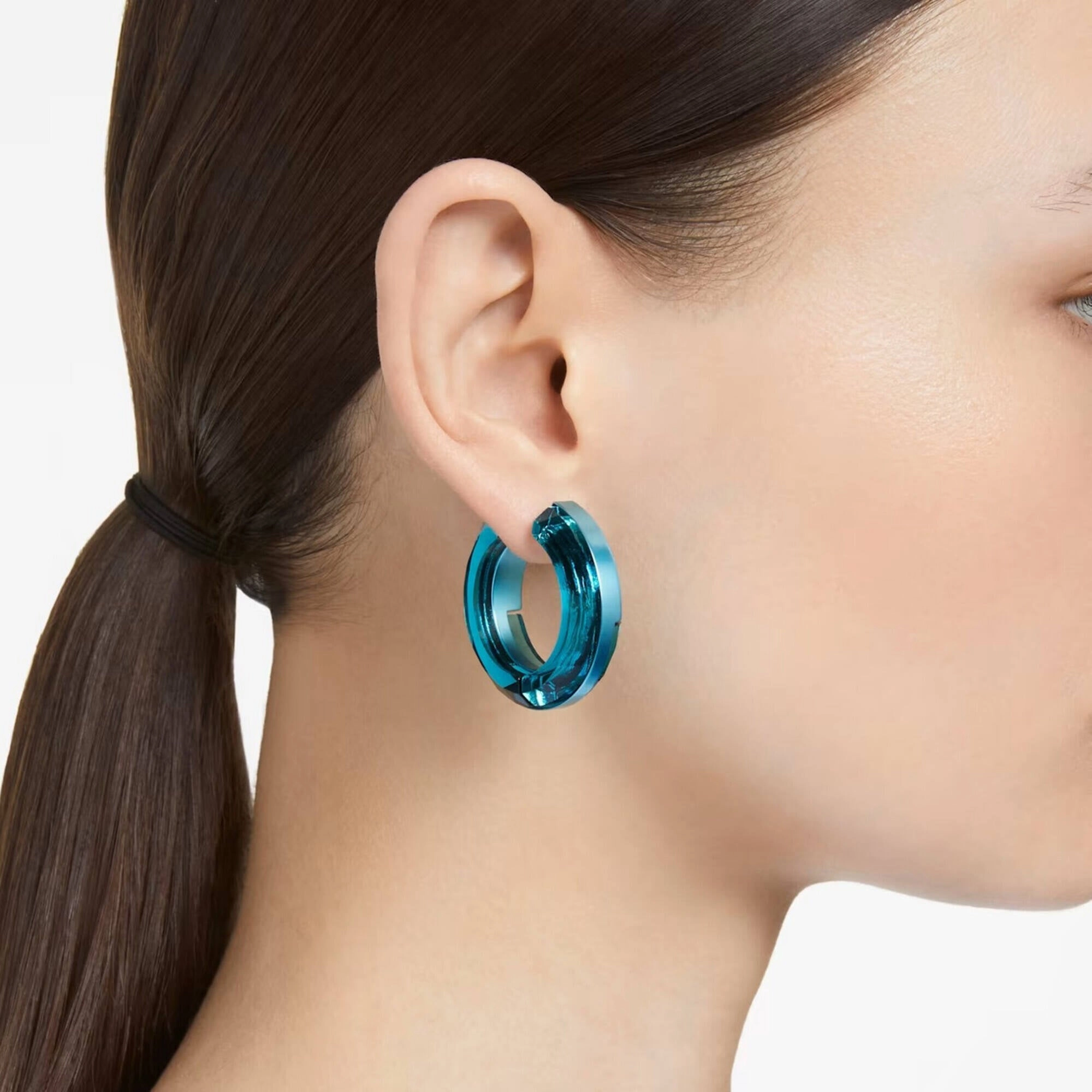 Swarovski Women's Hoop Earrings - Lucent Blue Aluminum and Crystals | 5629220