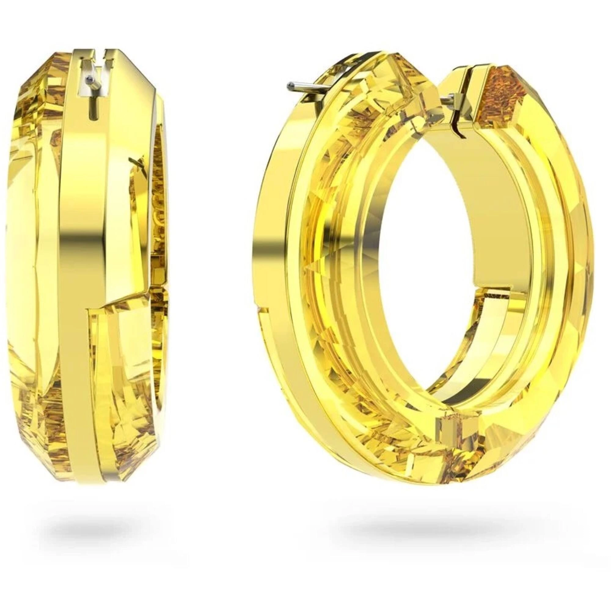 Swarovski Women's Hoop Earrings - Lucent Yellow Gold Aluminum, Crystals | 5633435