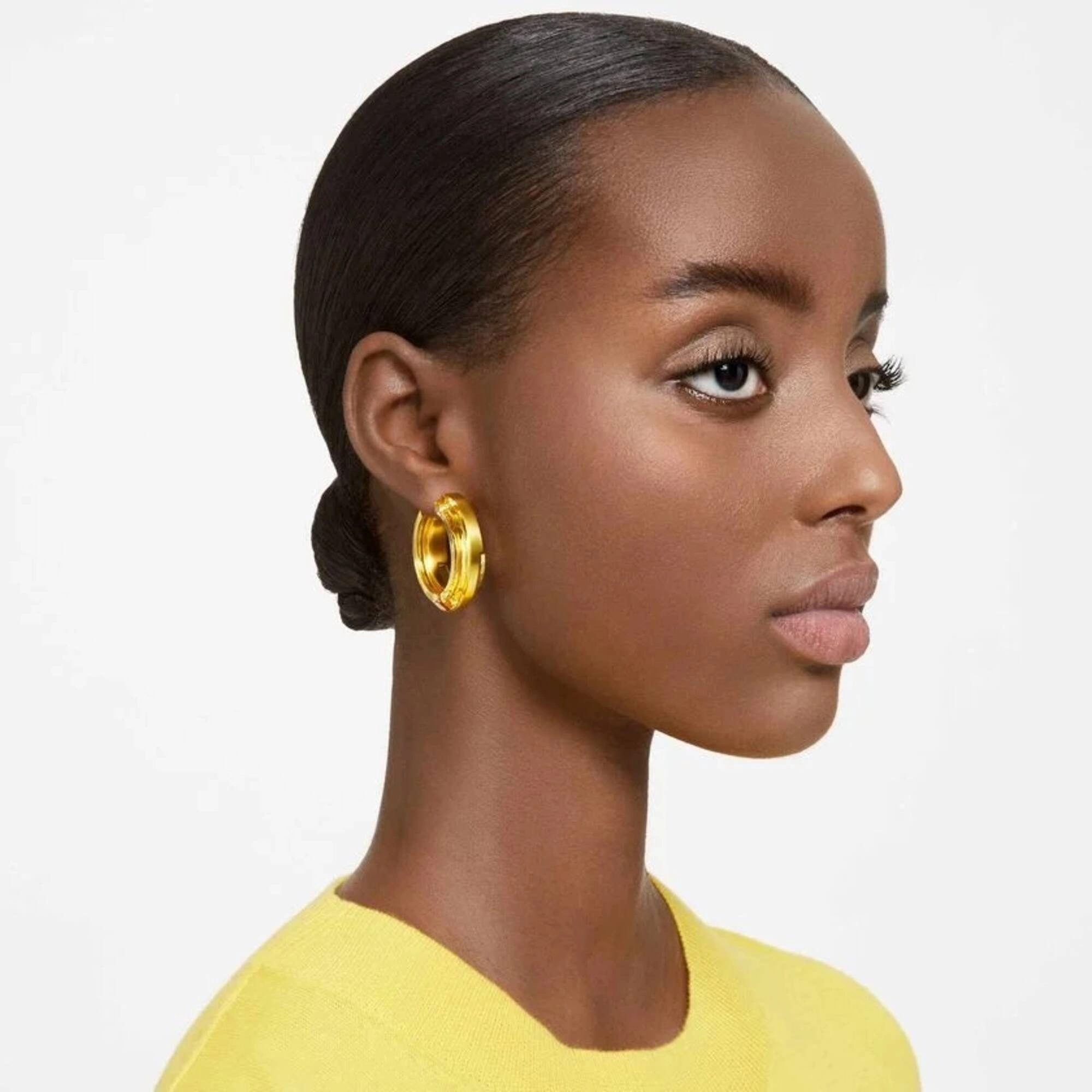 Swarovski Women's Hoop Earrings - Lucent Yellow Gold Aluminum, Crystals | 5633435