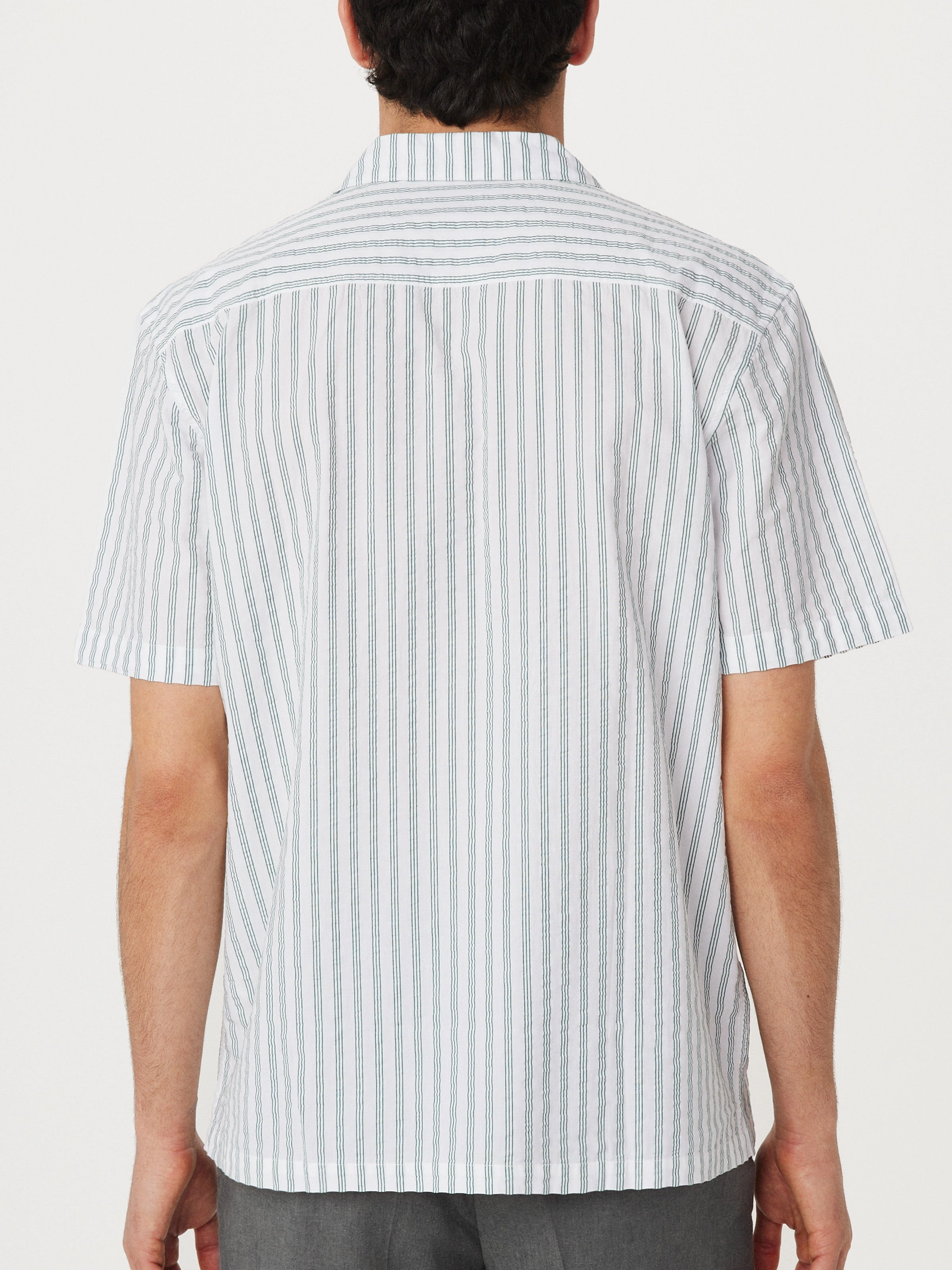 The Seersucker Camp Collar Shirt in Evergreen
