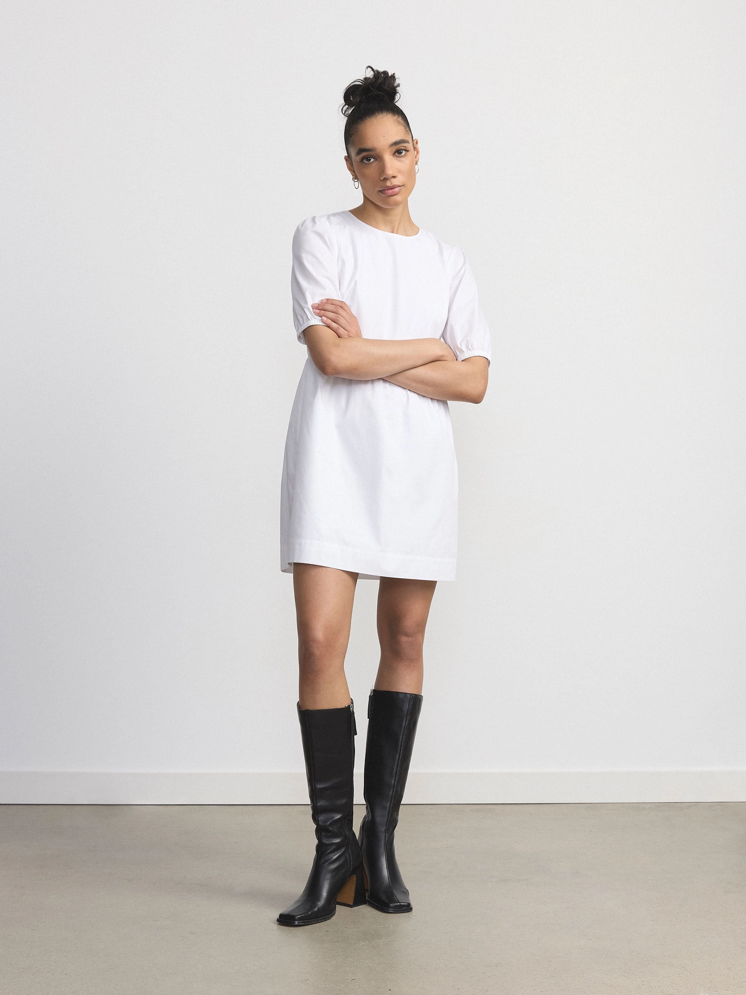 The Tie Back Mini Dress in White