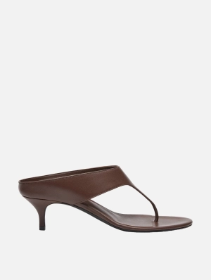 Thong Leather Sandals in Brown