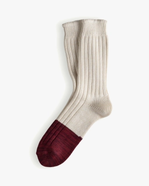 Thunders Love Marine Collection Cotton Duplo Socks - Raw White / Burgundy