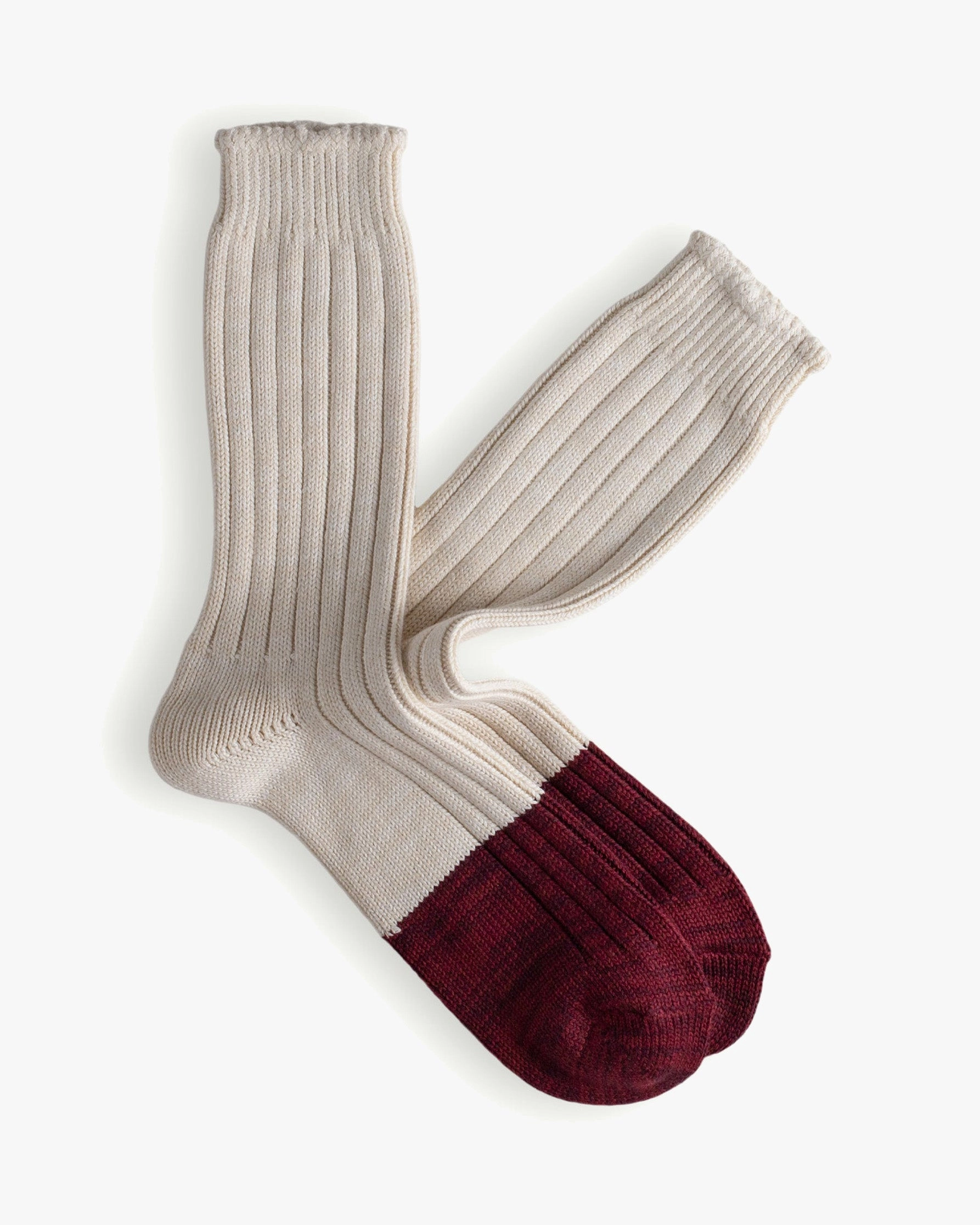 Thunders Love Marine Collection Cotton Duplo Socks - Raw White / Burgundy