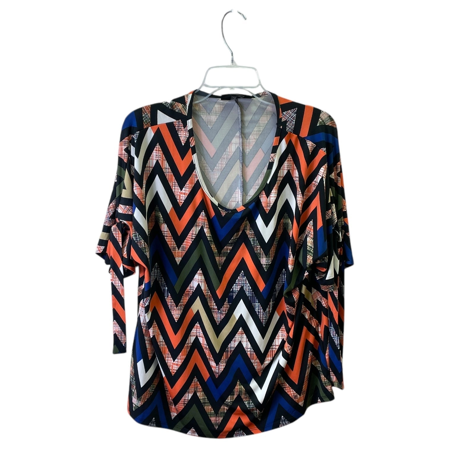 Top Ss By Ashley Stewart In Black & Orange, Size:Xl