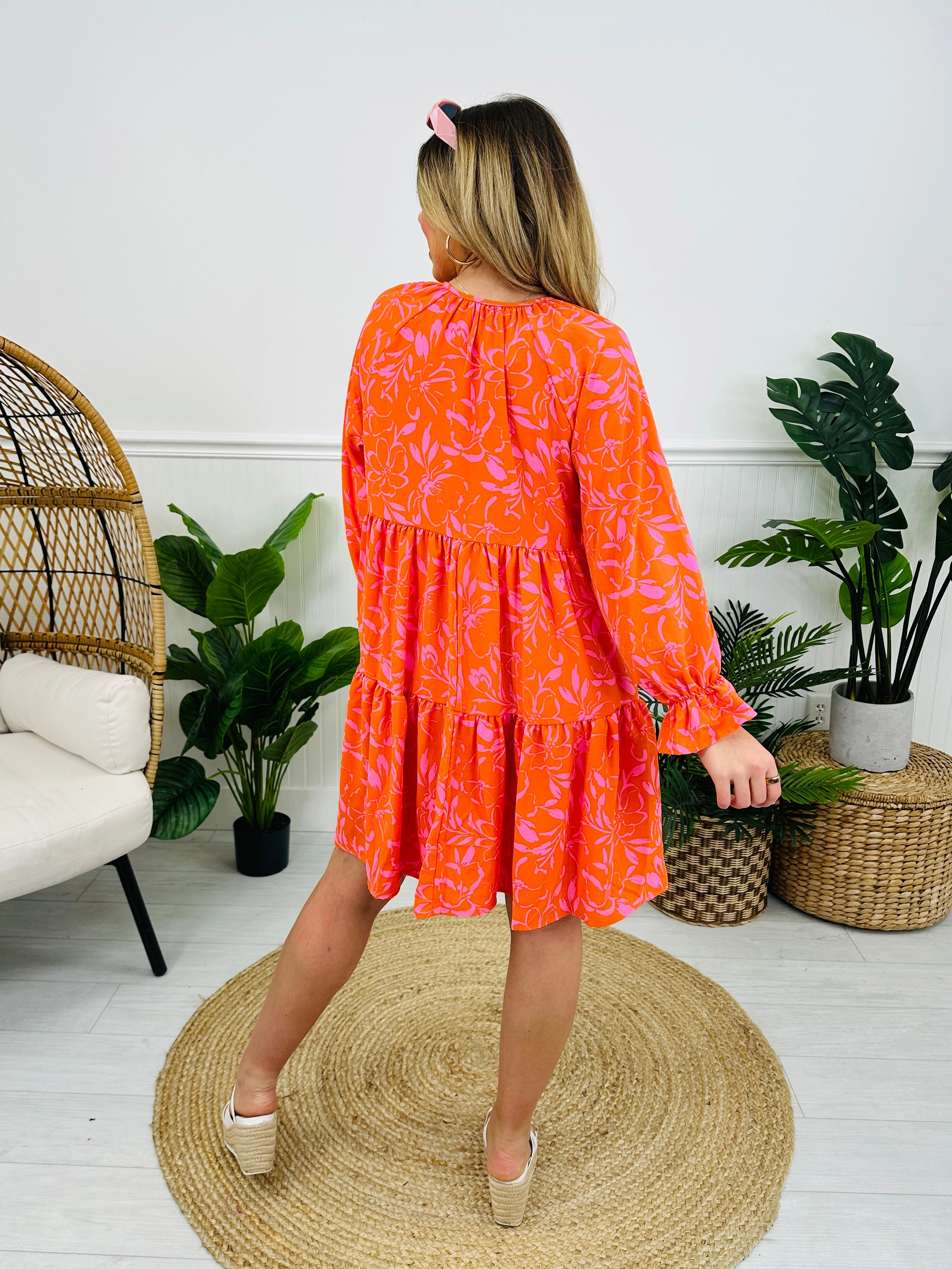 Tropical Tango Dress In Coral Orange