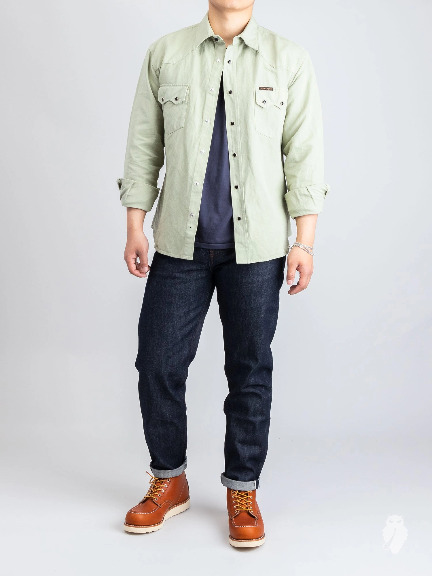 Tube Knit Pocket T-Shirt in Moon Blue