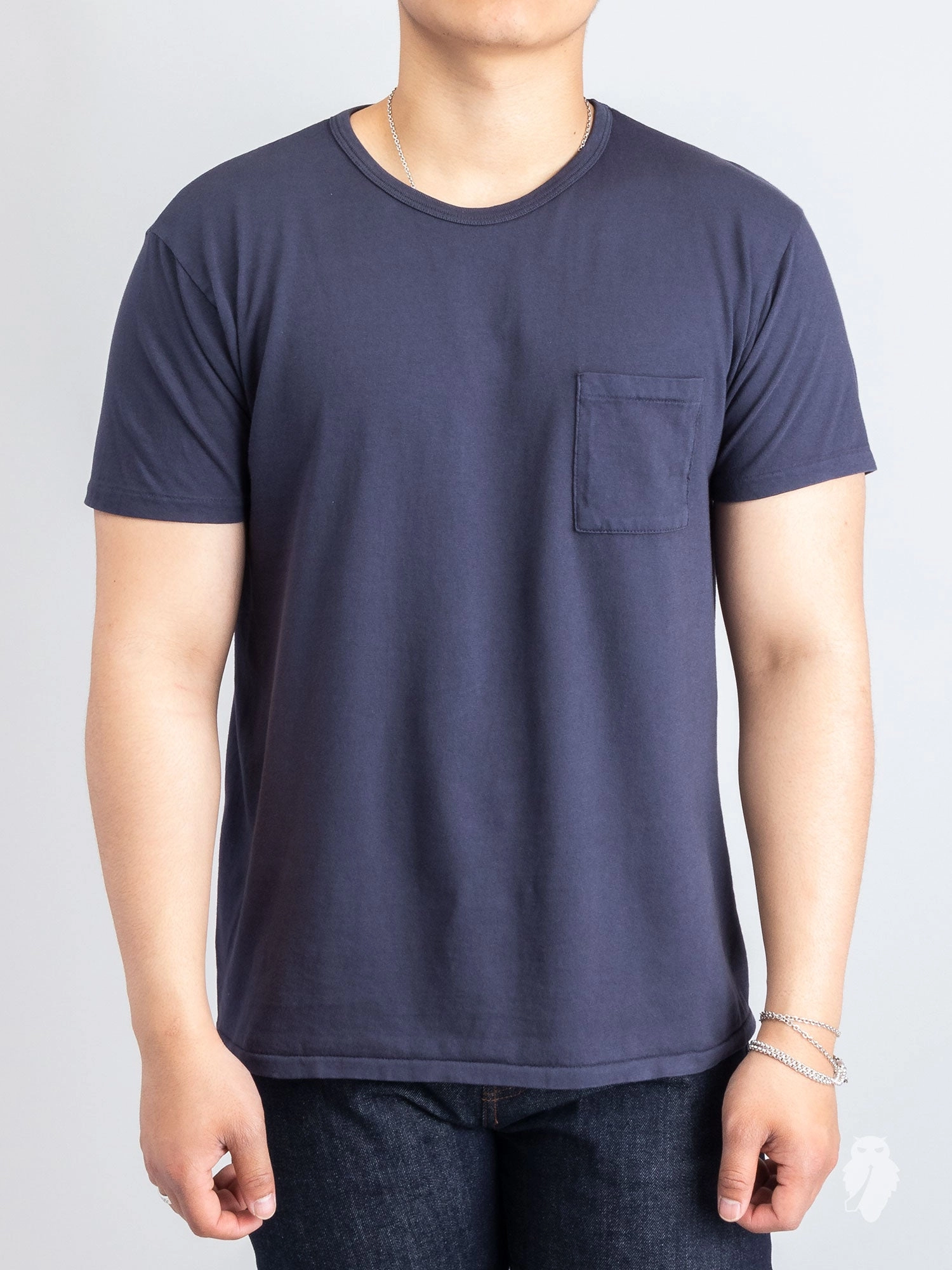 Tube Knit Pocket T-Shirt in Moon Blue