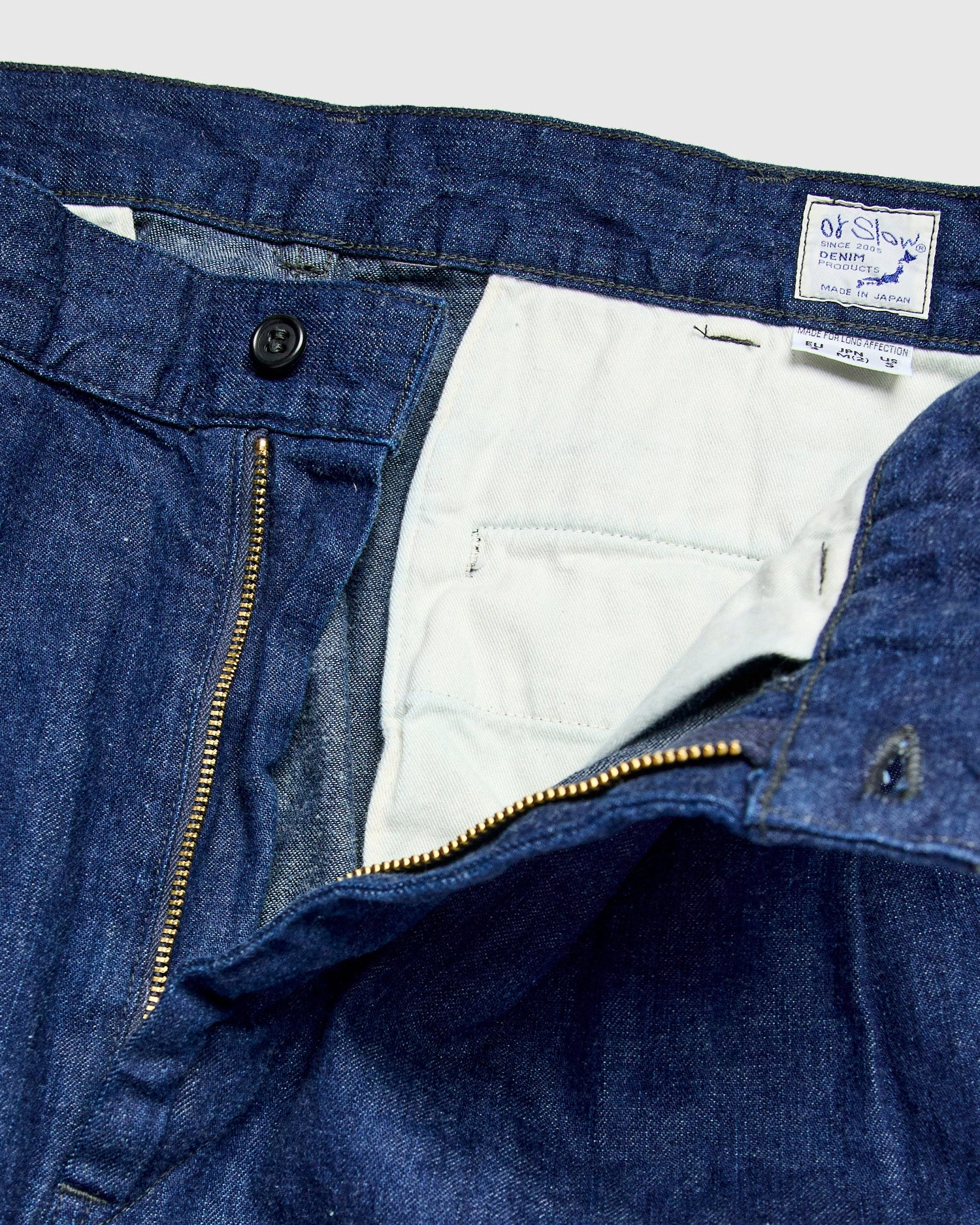 Two Tuck Denim Wide Trousers in Rinsed Indigo