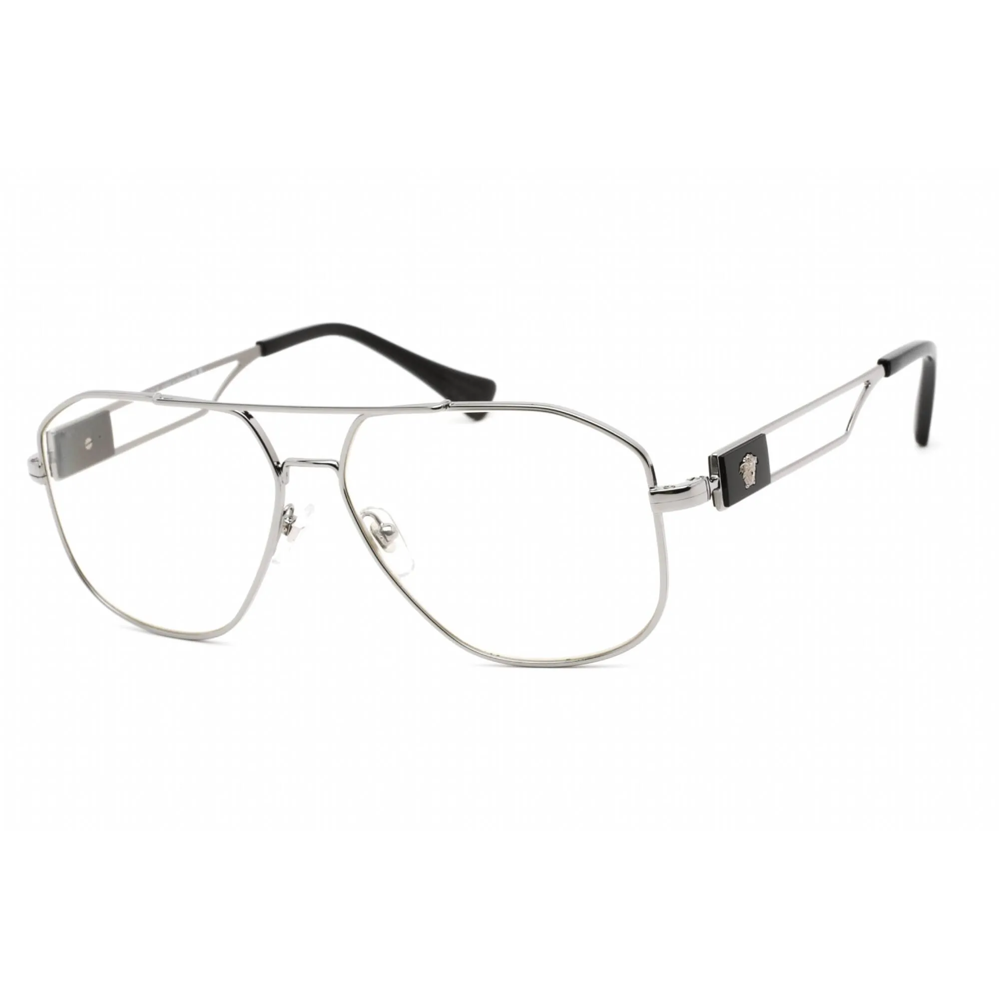 Versace Men's Eyeglasses - Clear Lens Grey Metal Aviator Shape Frame | 0VE1287 1001