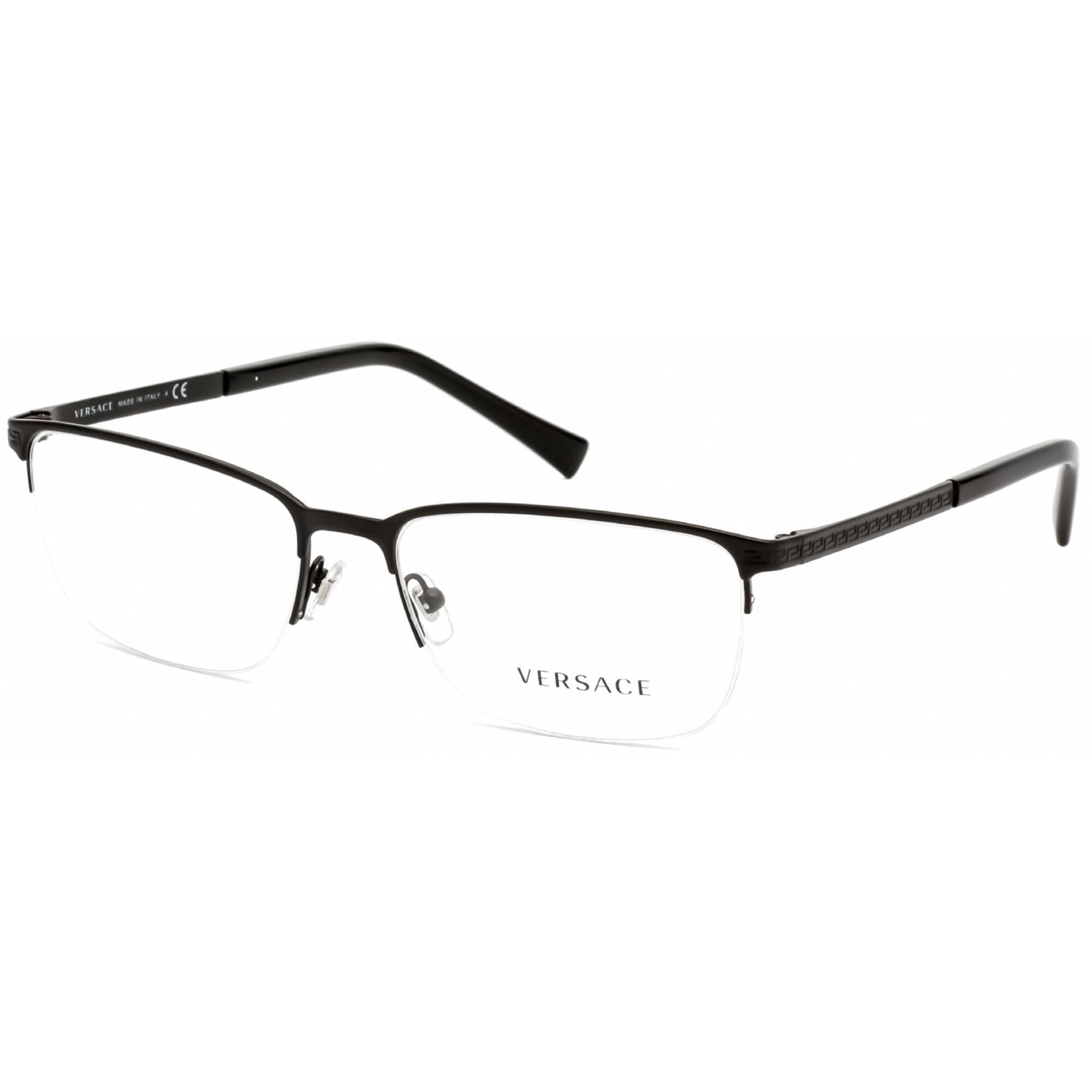 Versace Men's Eyeglasses - Half Rim Matte Black Rectangular Shape Frame | VE1263 1009