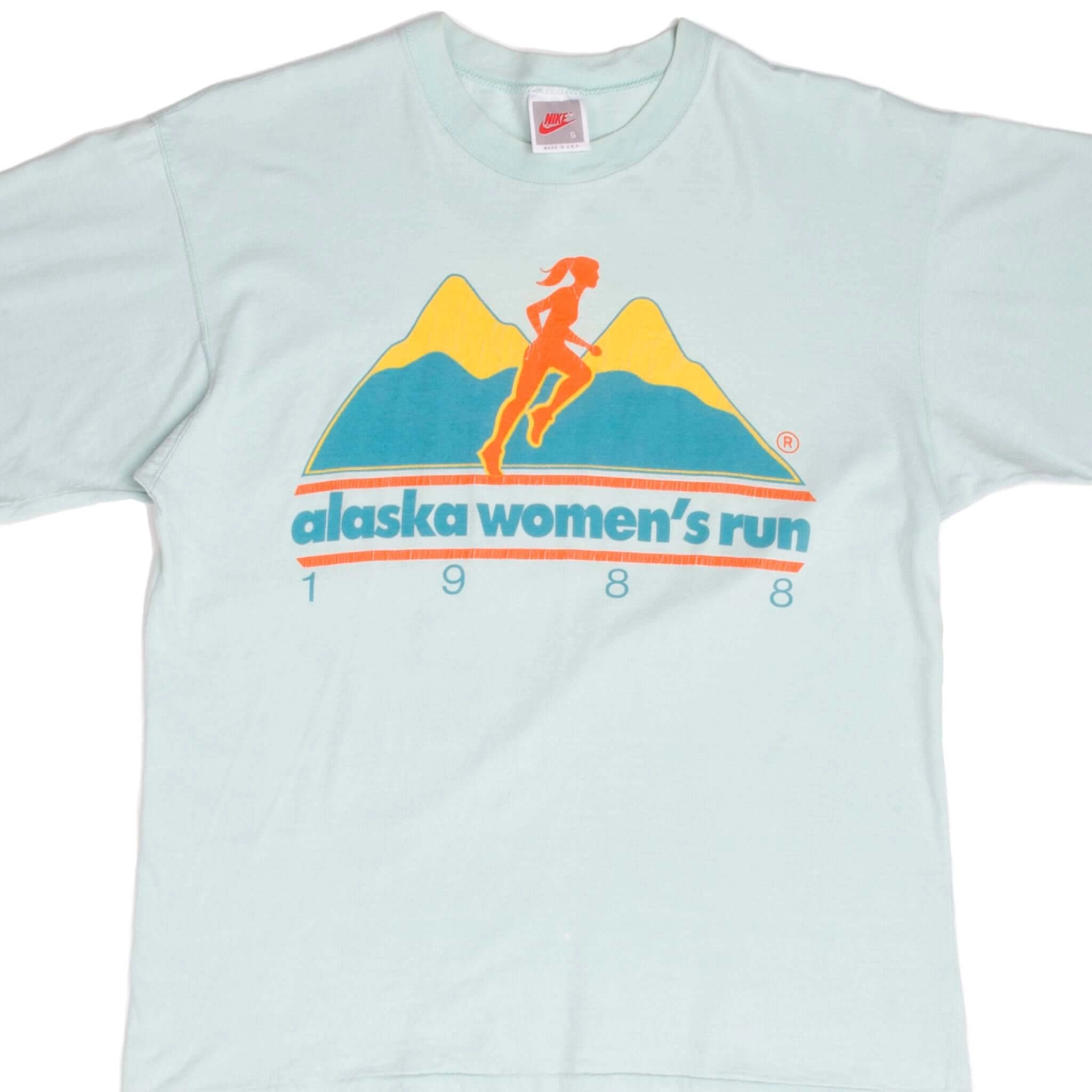 VINTAGE NIKE ALASKA WOMEN'S RUN 1988 TEE SHIRT SIZE SMALL MADE IN USA