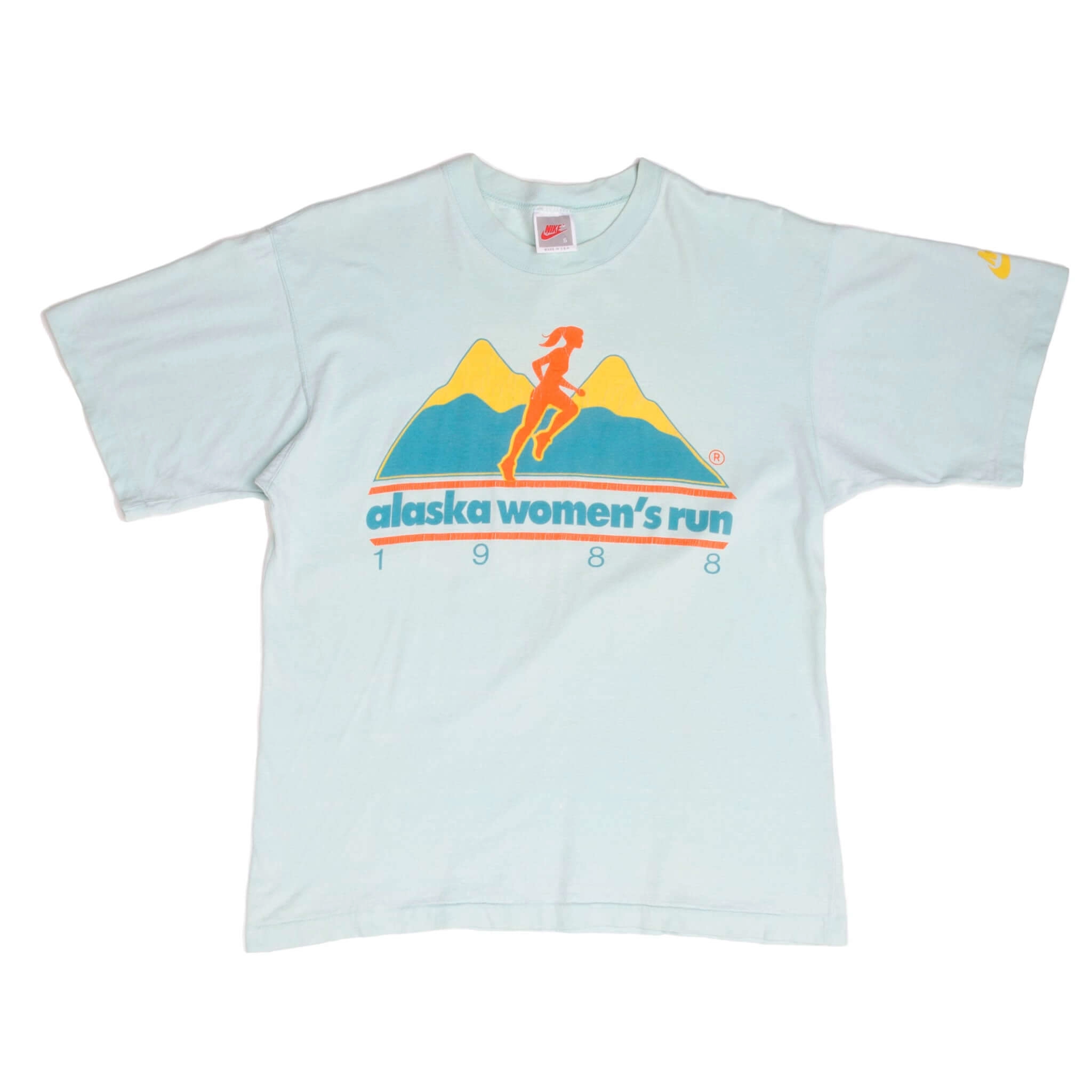 VINTAGE NIKE ALASKA WOMEN'S RUN 1988 TEE SHIRT SIZE SMALL MADE IN USA