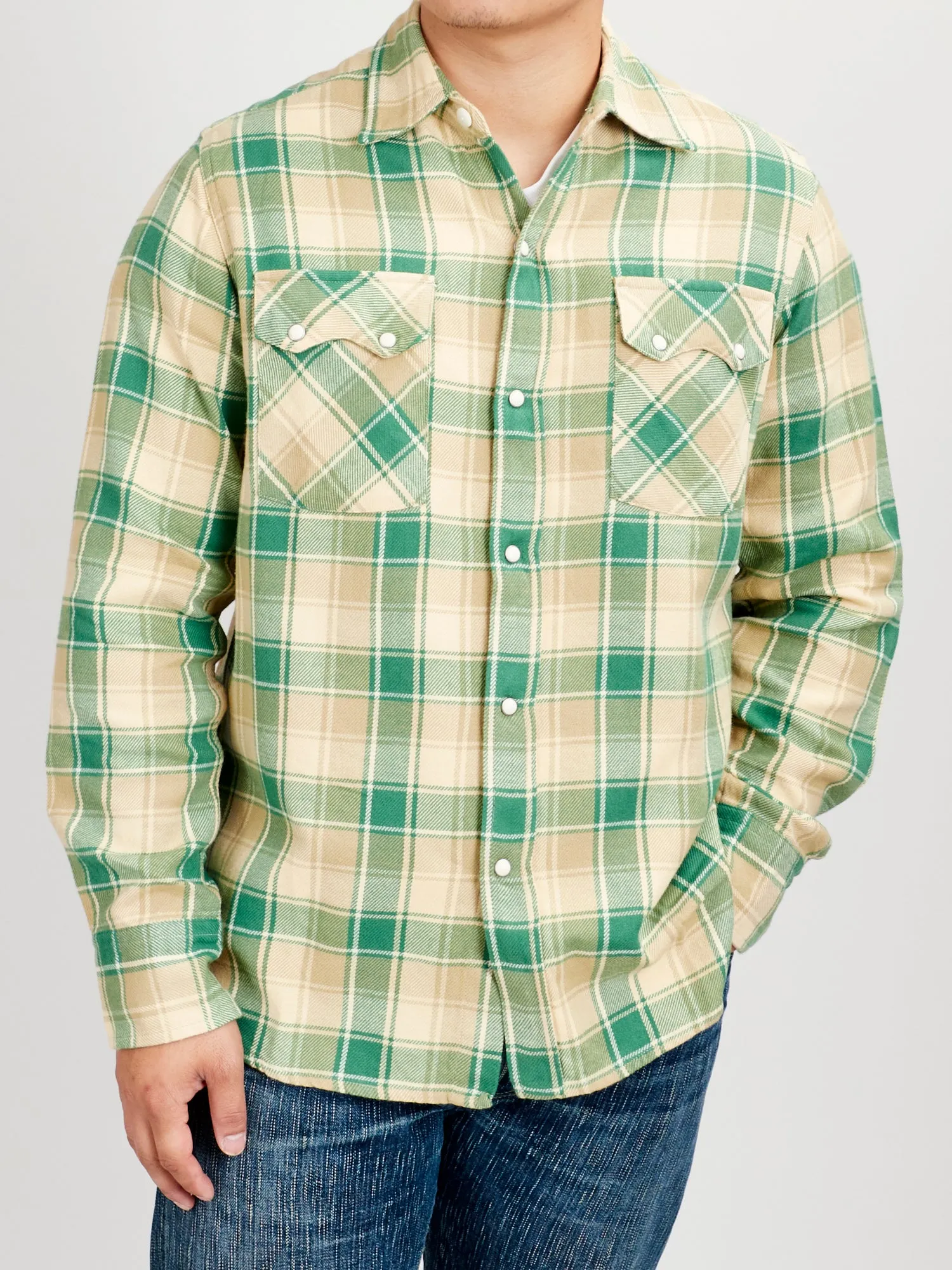 Washed Flannel Pearl Snap Shirt in San Luis Valley