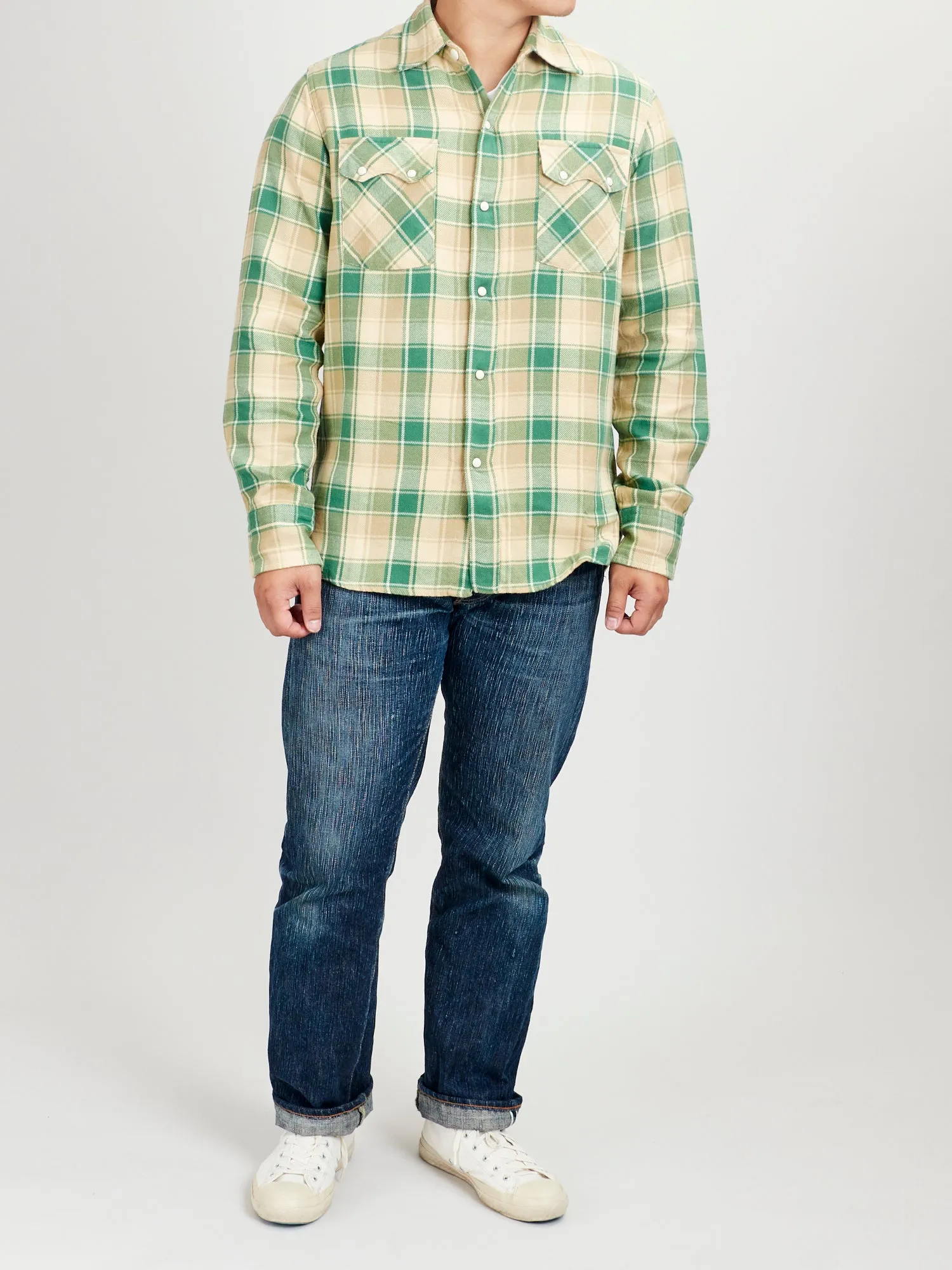 Washed Flannel Pearl Snap Shirt in San Luis Valley