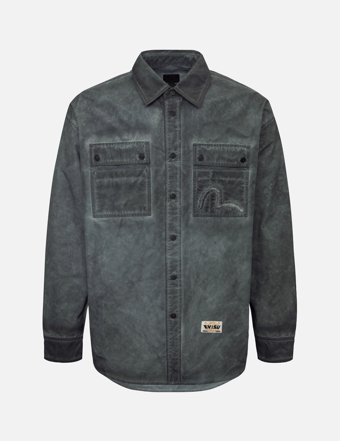 Washed Seagull Embroidery Loose Fit Shirt