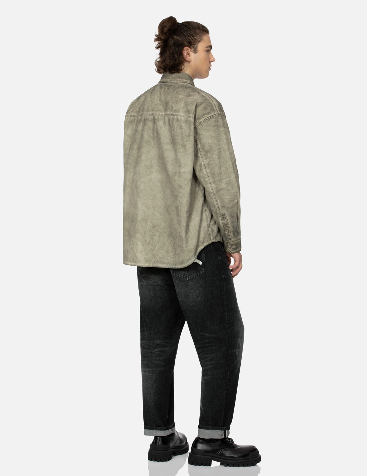 Washed Seagull Embroidery Loose Fit Shirt