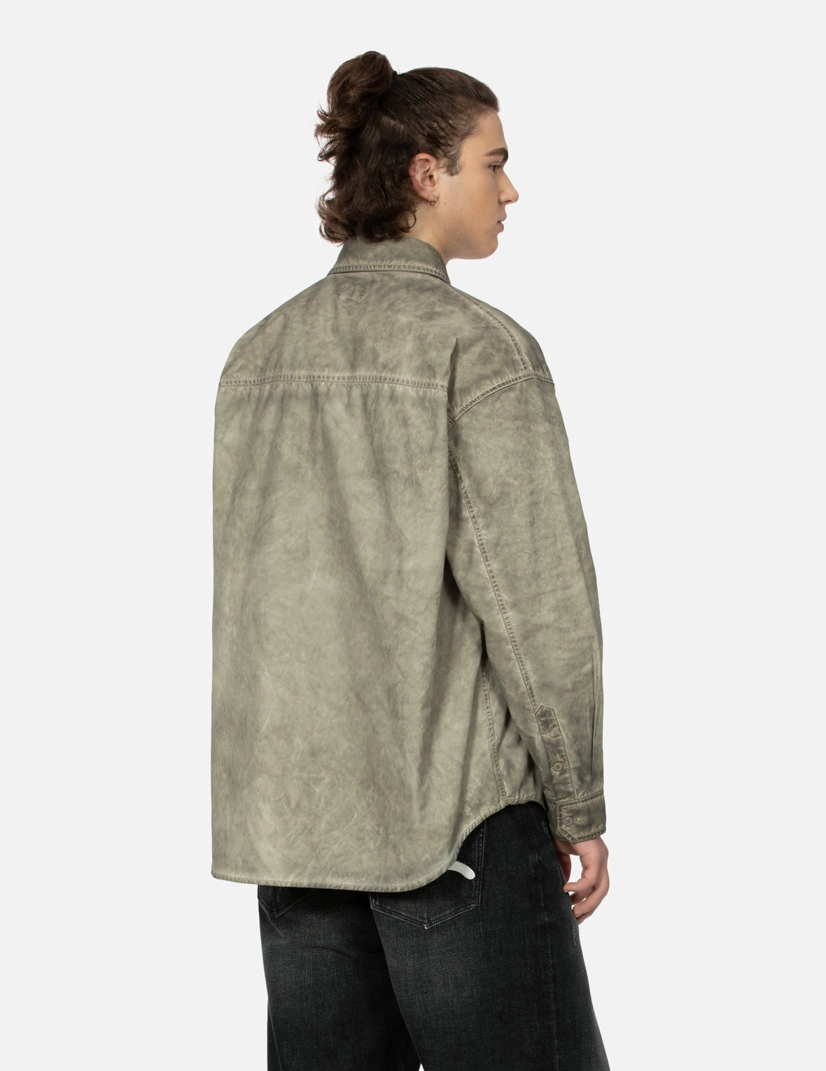 Washed Seagull Embroidery Loose Fit Shirt