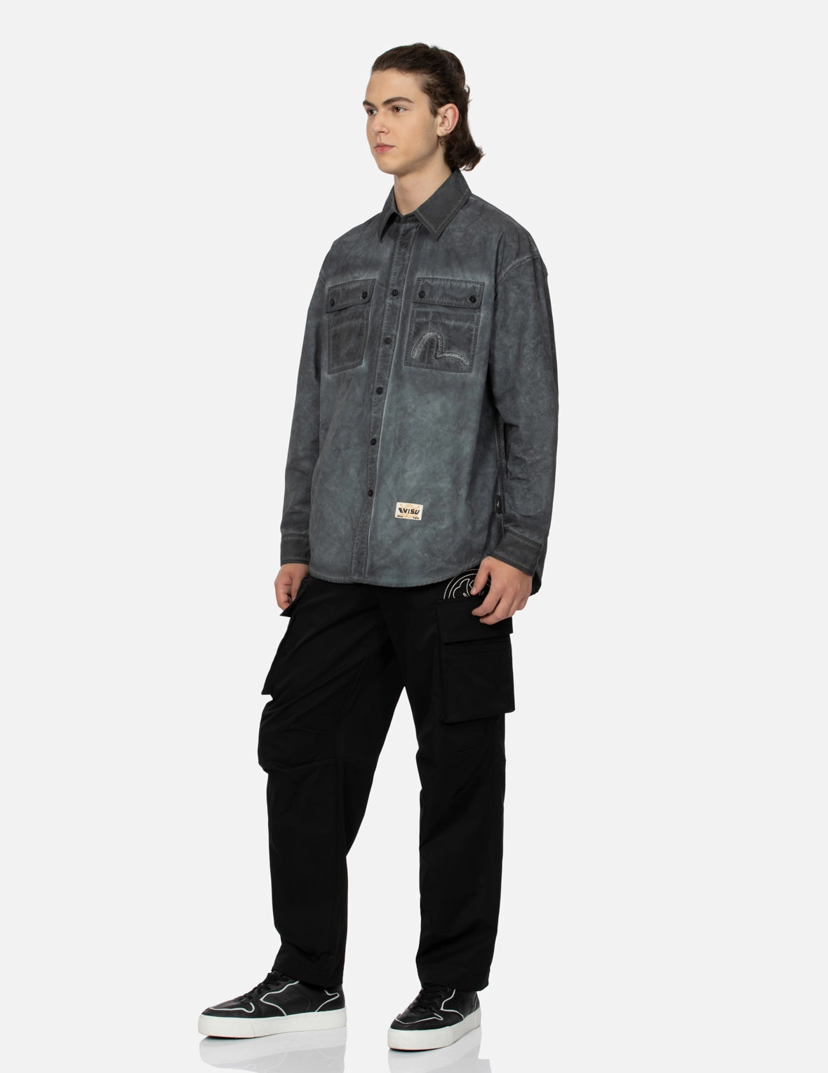Washed Seagull Embroidery Loose Fit Shirt
