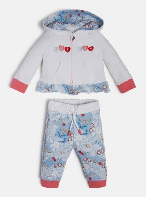 White Blue Print Jacket And Pants 2-Piece Set (0-12m)