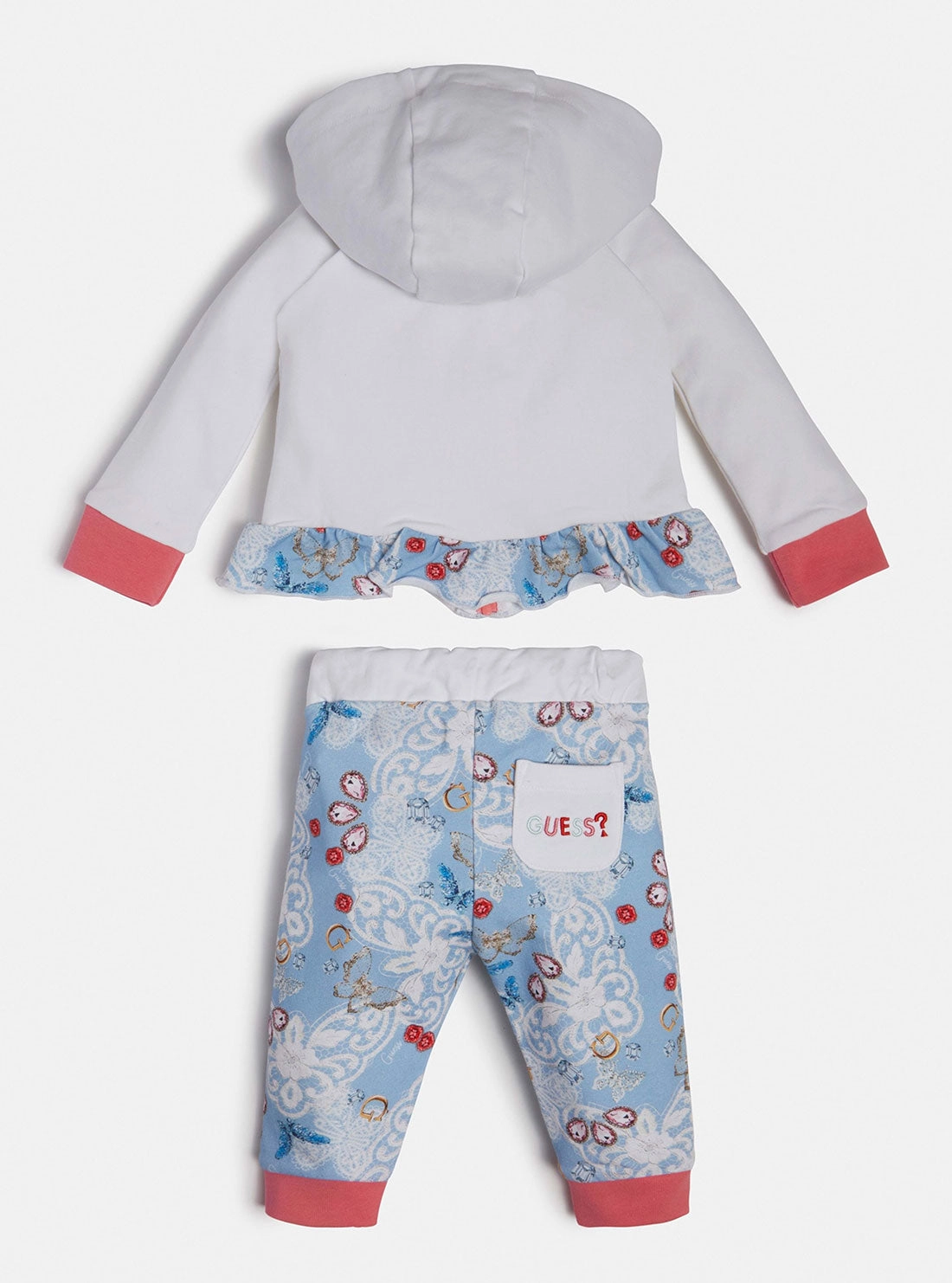 White Blue Print Jacket And Pants 2-Piece Set (0-12m)