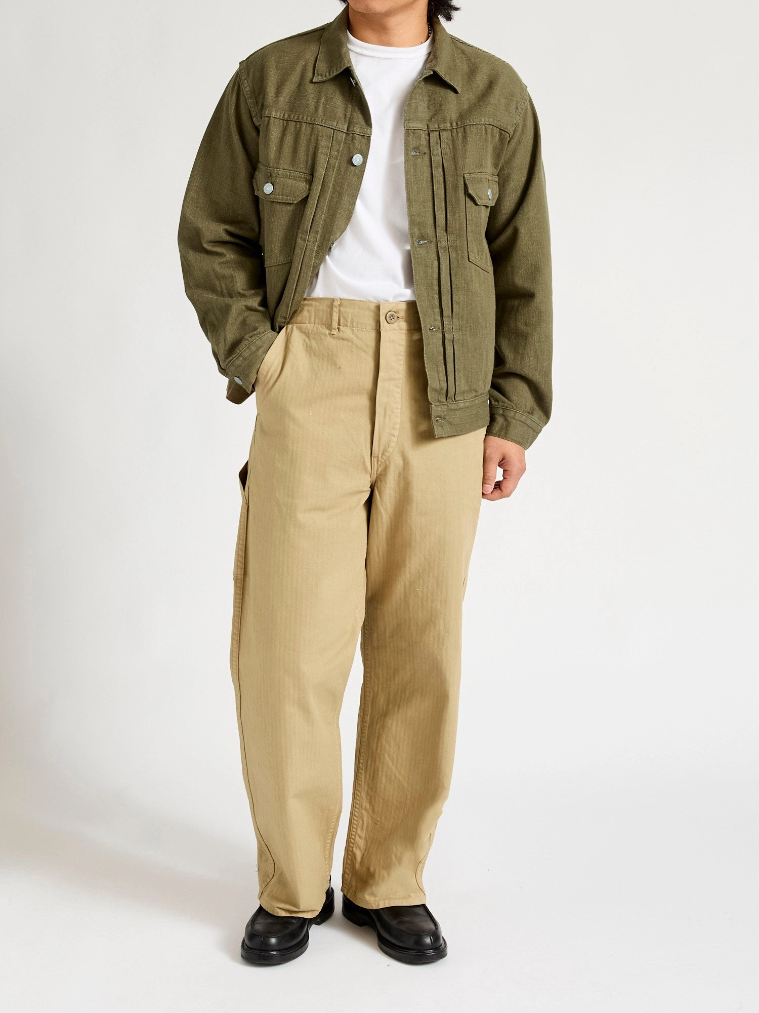 Wide Fit French Work Pants in Khaki