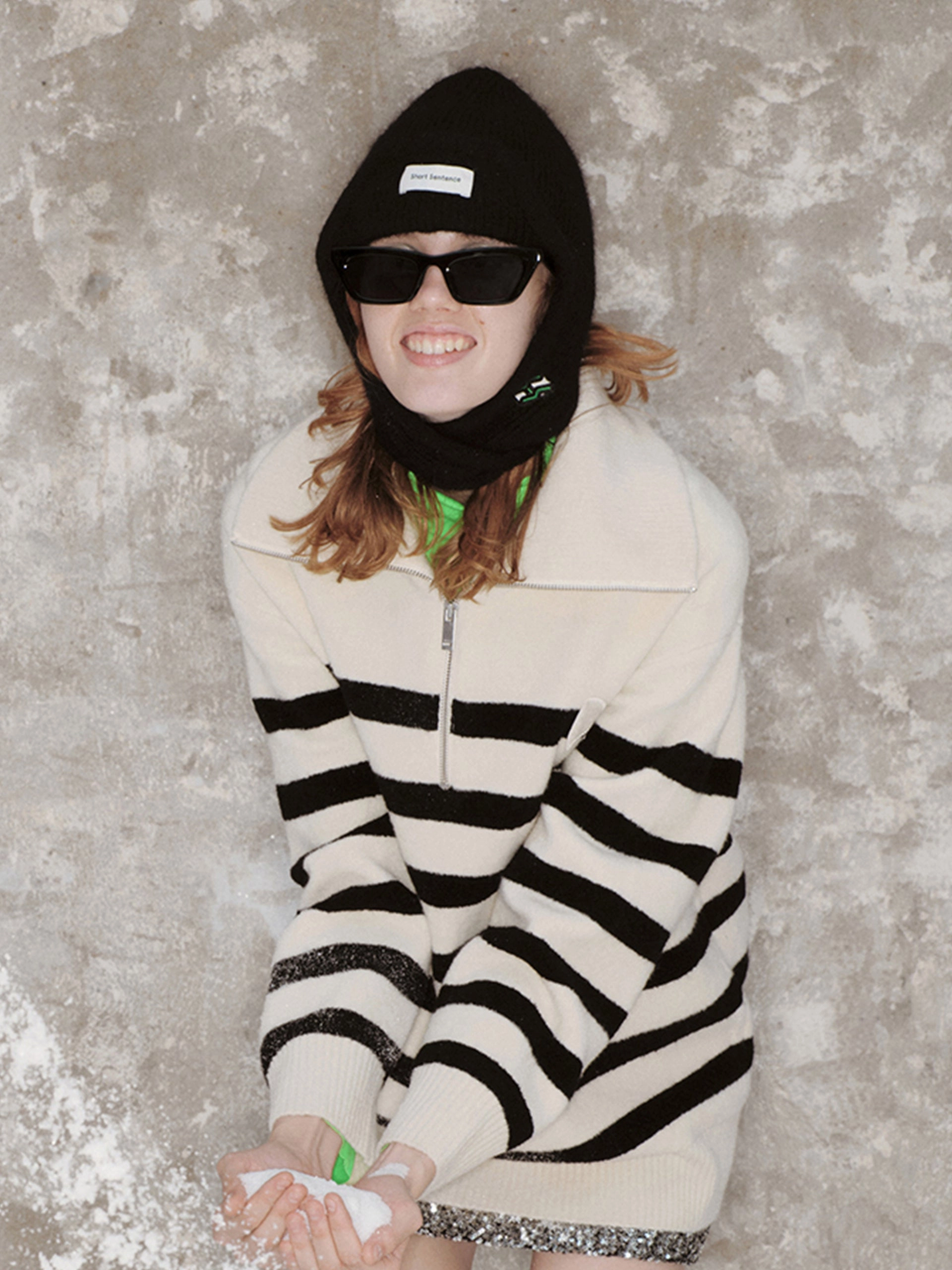 Wide Lapel Striped Sweater