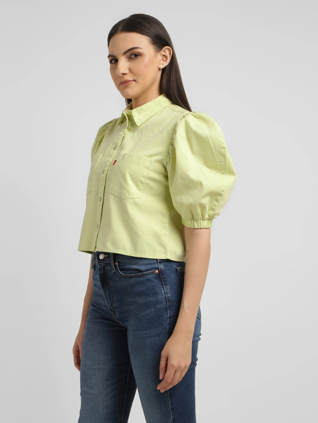 Women's Solid Spread Collar Shirt