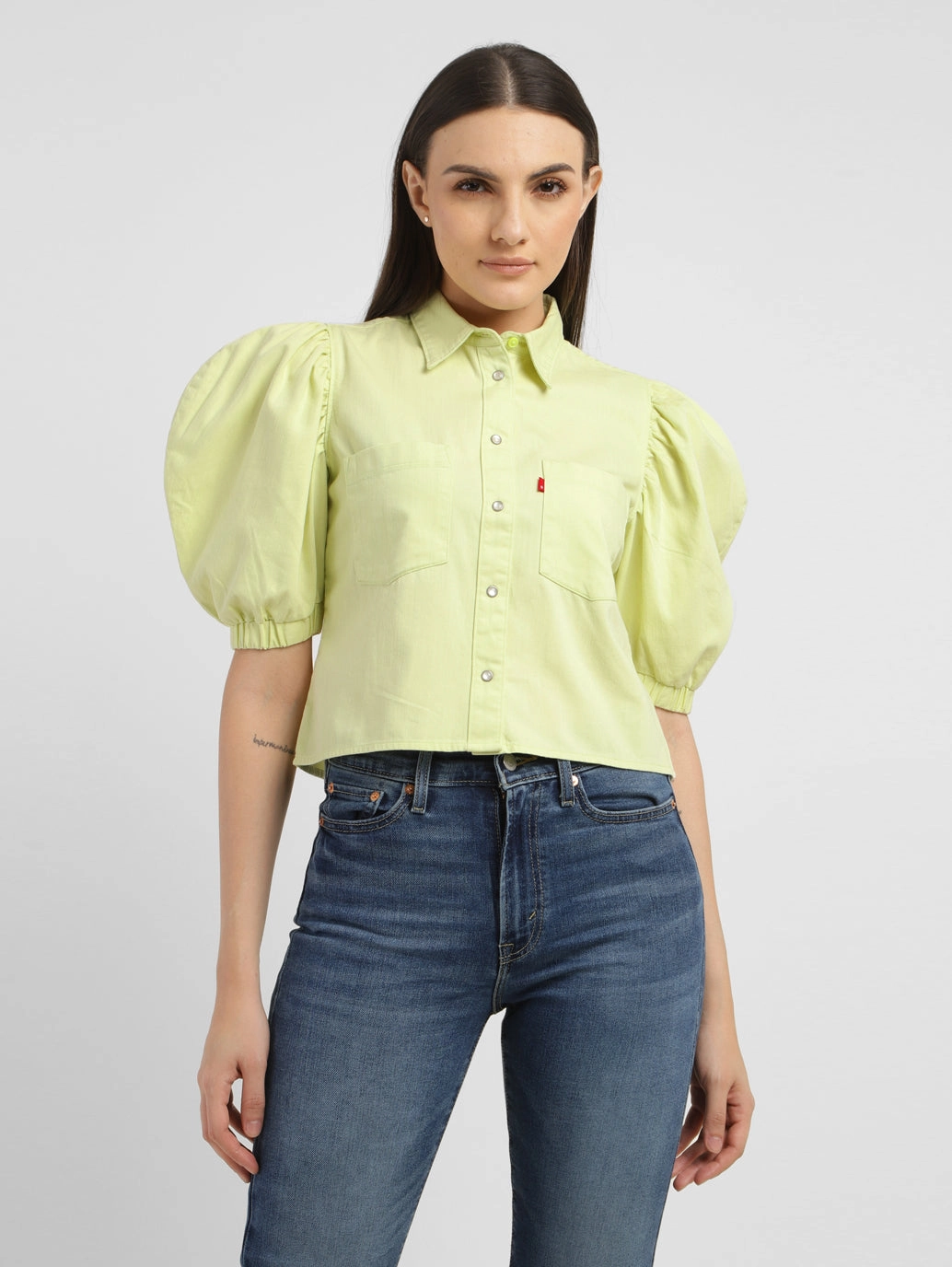 Women's Solid Spread Collar Shirt