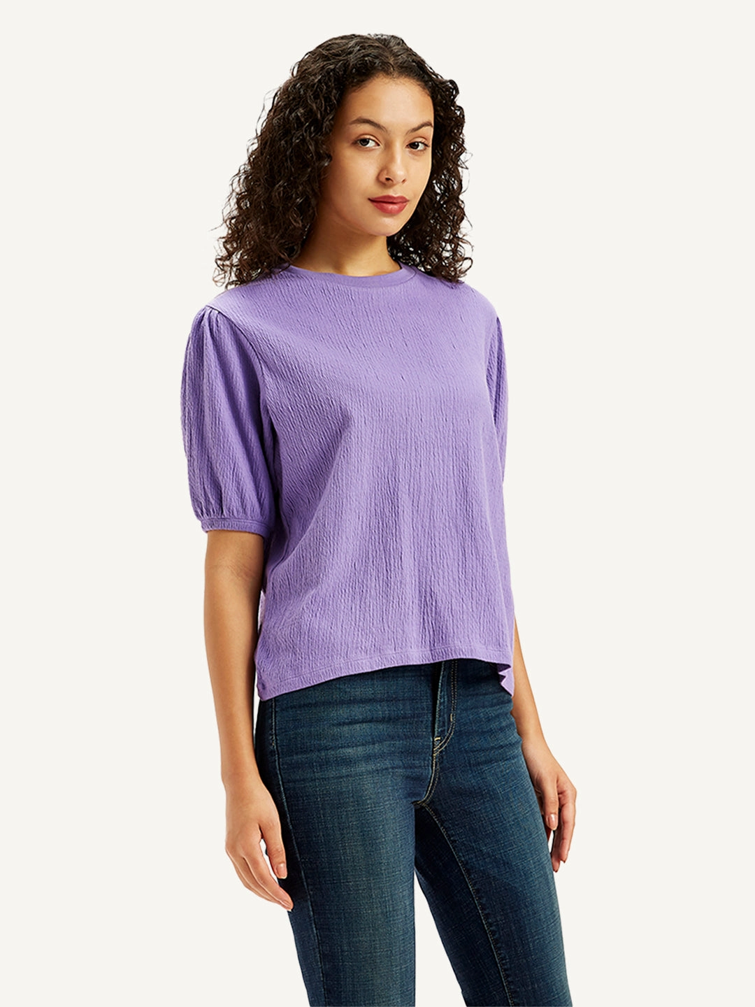 Women's Textured Crew Neck Top
