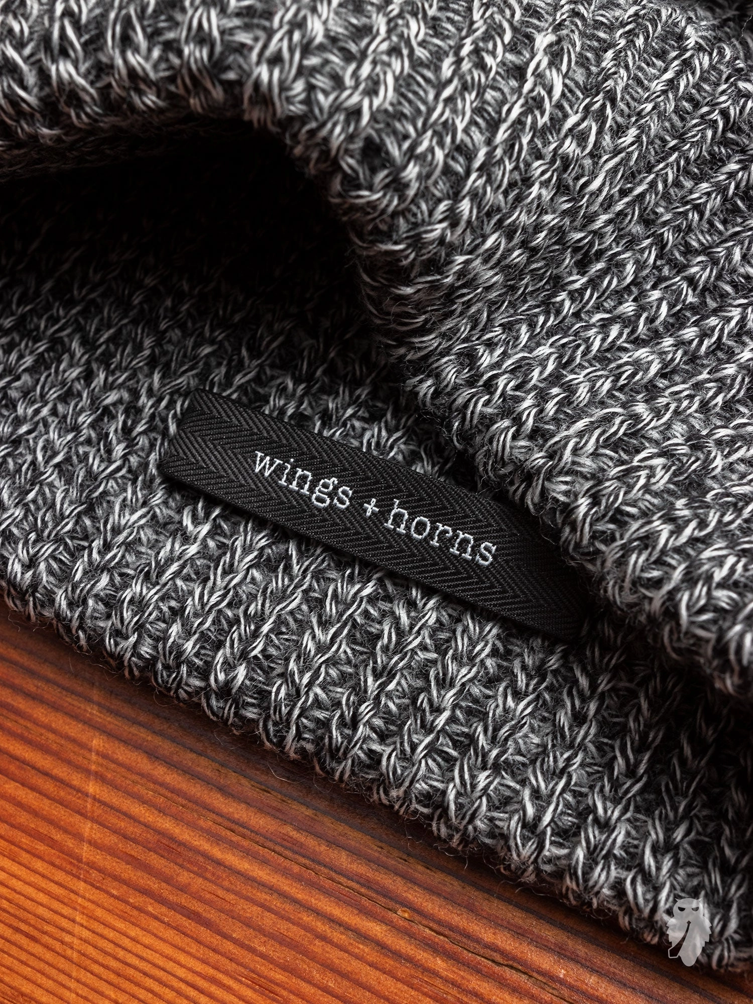 Wool Knit Watch Cap in Melange Black