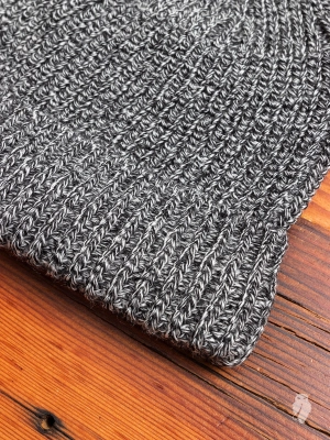 Wool Knit Watch Cap in Melange Black