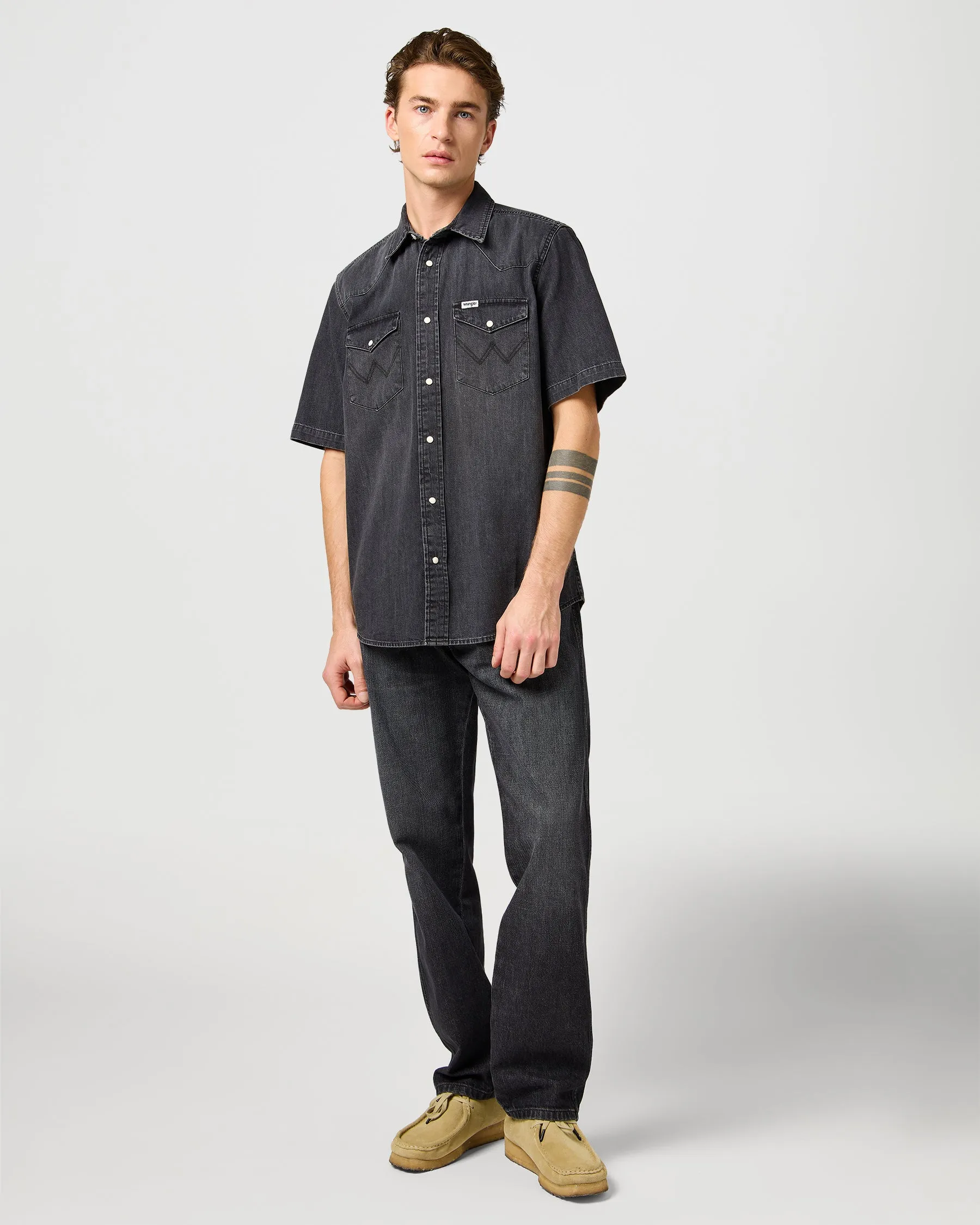 Wrangler S/S Western Denim Shirt - Enchanted Black