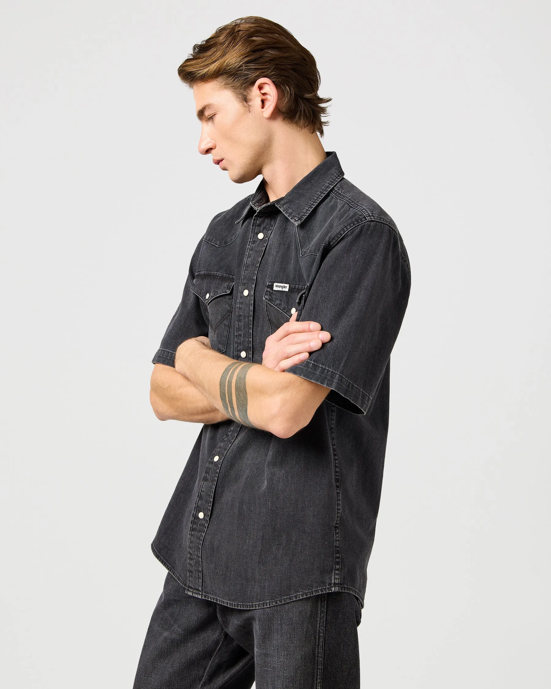 Wrangler S/S Western Denim Shirt - Enchanted Black