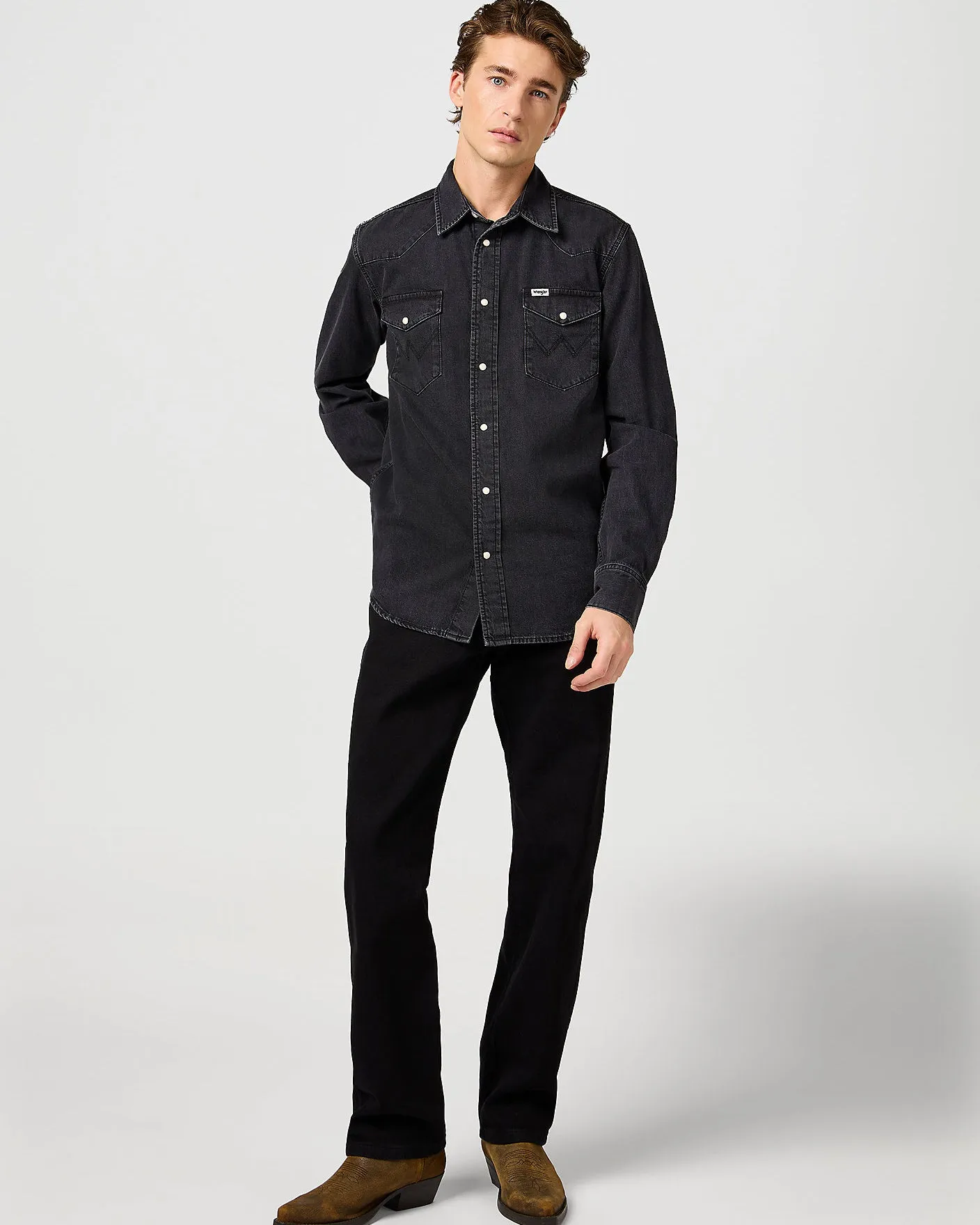 Wrangler Western Denim Shirt - Rinse Black