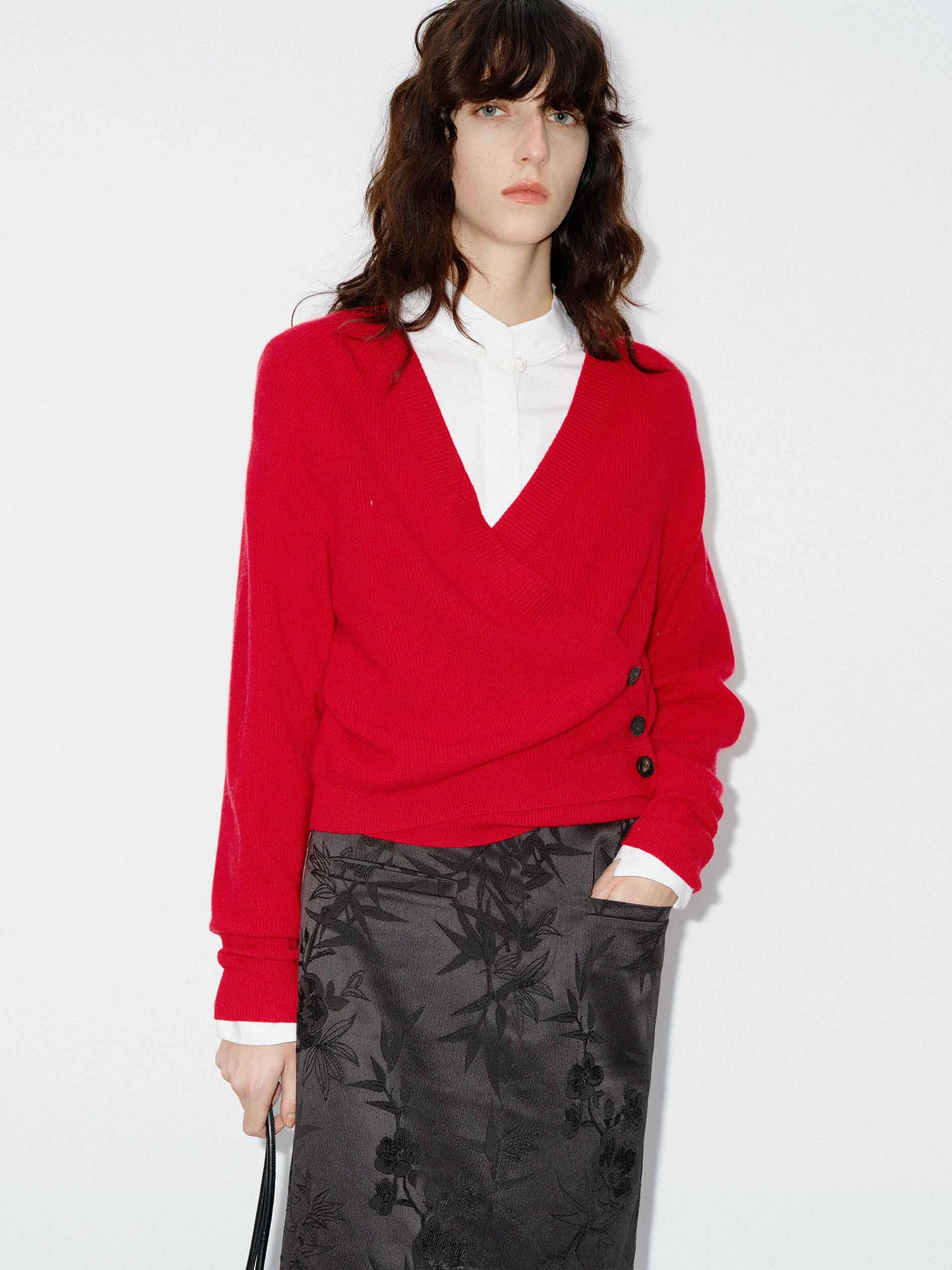 Wrap Detail Wool Sweater