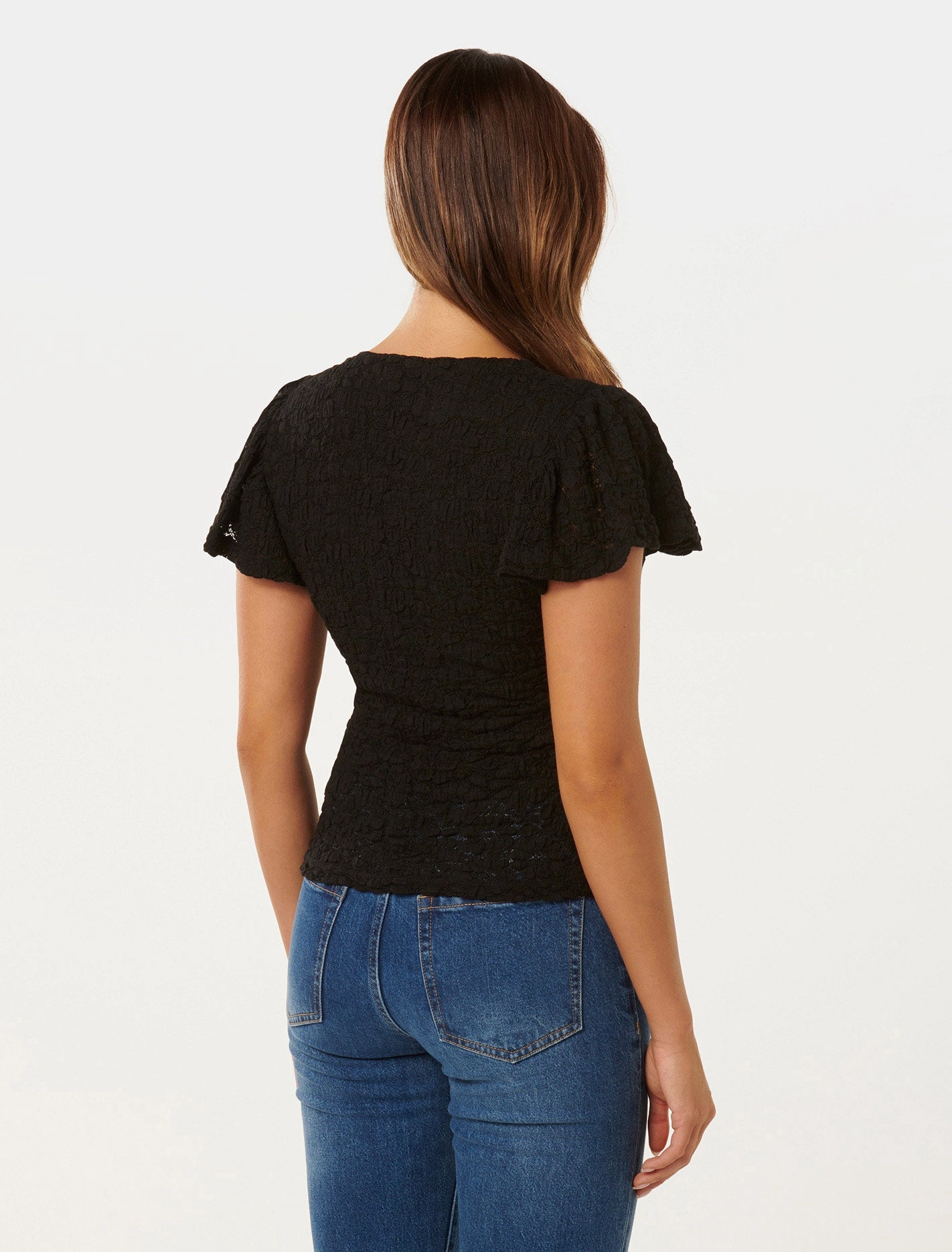 Yara Flutter Sleeve Lace Top