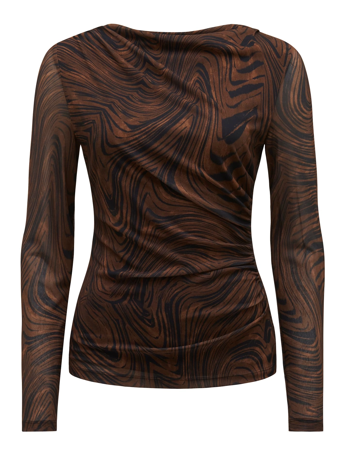 Zali Ruched Mesh Long Sleeve Top